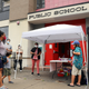 City council members, parents, and students participate in an outdoor learning demonstration in front of a public school in the Red Hook, Brooklyn area of New York on September 2, 2020.